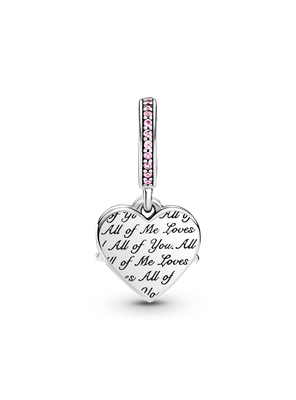 Imagen 2 del producto Dije en Plata Corazón y Mamá con Circonia Cúbica Rosa