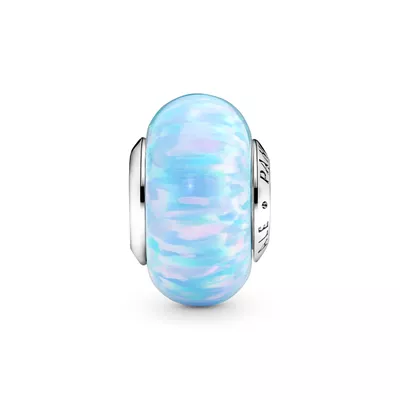 Cristal de Murano en Plata Oceano Azul Opalescente