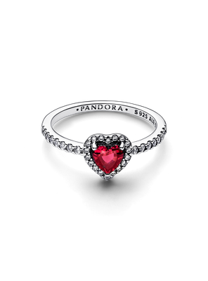 Anillo en Plata Corazón Elevado Brillante