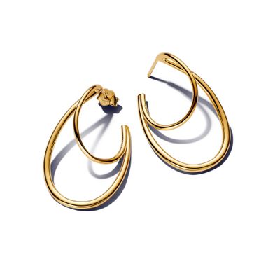 Aretes de Aro Doble de Forma Orgánica