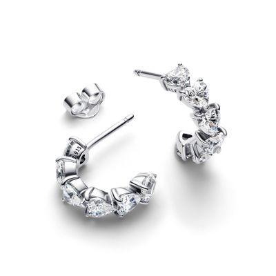 Imagen 2 del producto Aretes de Aro Corazones Brillantes
