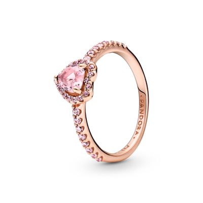 Imagen 2 del producto Anillo Rose Corazón Brillante Elevado y Cristal Rosa