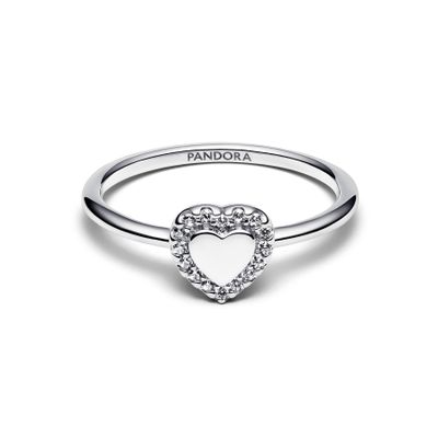 Anillo Halo y Corazón en Plata