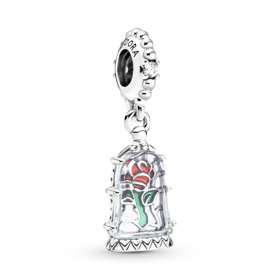 Charm en Plata La Bella y La Bestia de Disney Rosa Encantanda