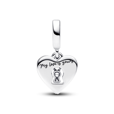 Imagen 2 del producto Dije en Plata Corazon Doble con Cerradura Circonia Cubica Clara 