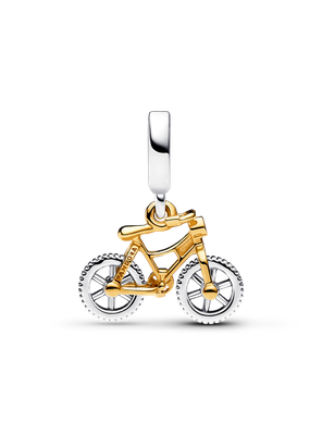Charm Colgante Ruedas de Bicicleta Girando en Dos Tonos