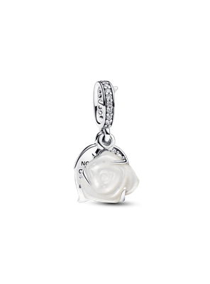 Charm Colgante Doble Rosa Blanca Floreciendo