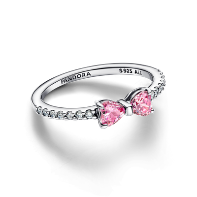 Imagen 1 del producto Anillo en Plata Lazo Cristal Rosa
