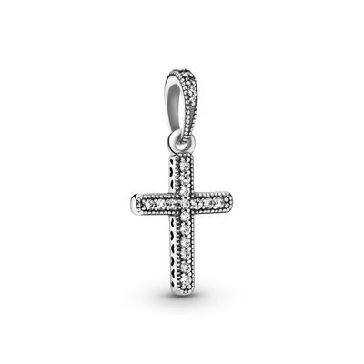 Colgante en Plata Cruzado Clásico con Circonia Cúbica Clara