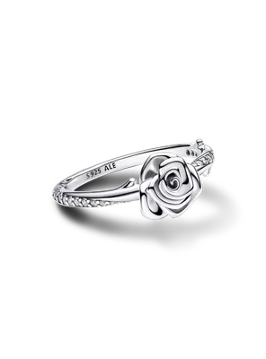 Anillo en Plata Rosa en Flor Circonia Cubica Clara