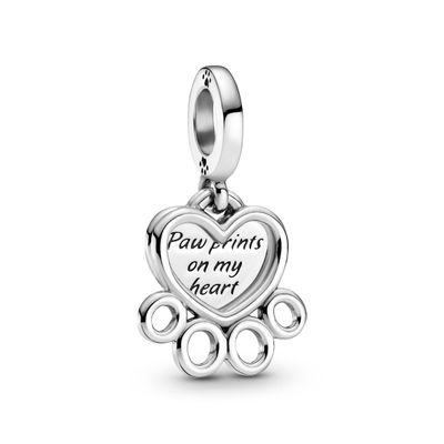 Charm Colgante Corazones y Huellas