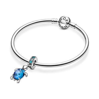 Imagen 2 del producto Charm Colgante Plata Tortuga Marina Cristales Azul