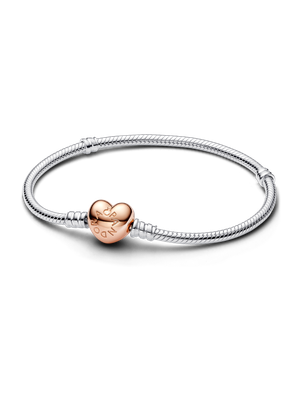 Brazalete Cadena Serpiente Broche Corazon en Rosa