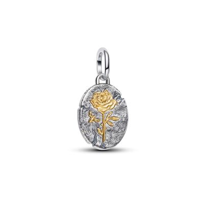 Charm Medallón Rosa en Recubrimiento Oro Rose 14K