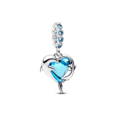 Imagen 1 del producto Charm Colgante Delfines de Cristal de Murano Azul