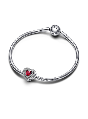 Imagen 2 del producto Charm Plata Corazon Nivelado Rojo y Cristal Rojo Cereza