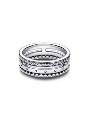 Anillo en Plata Insignia Pandora  en Pavé  y Esferas Clara