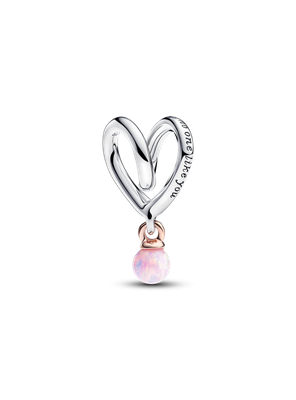Charm Plata Corazon Envuelto Dos tonos Opalo