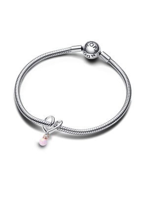 Imagen 2 del producto Charm Plata Corazon Envuelto Dos tonos Opalo 