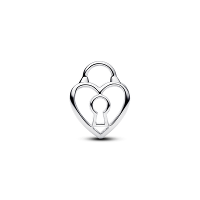 Imagen 2 del producto Charm Calado Corazón con Candado Plateado