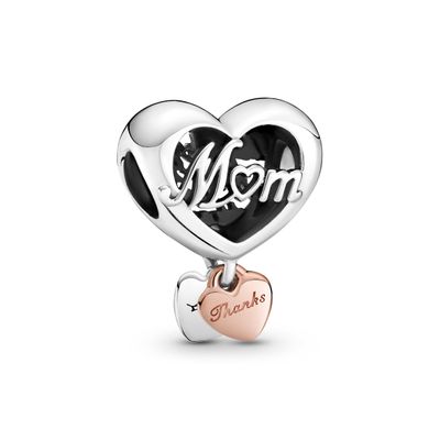 Charm en Rose y Plata Corazon Gracias Mama