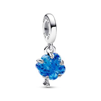 Charm colgante Árbol de familia de cristal Murano azul