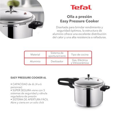 Imagen 2 del producto Olla a Presión Aluminio 6 L Tefal 