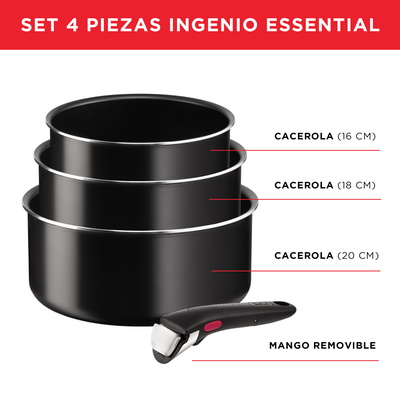 Imagen 2 del producto Set 3 ollas antiadherente 16/18/20 cm + mango Ingenio Tefal