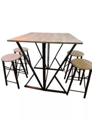 Mesa Bar-Comedor (Plegable) y Arrimo con Taburetes