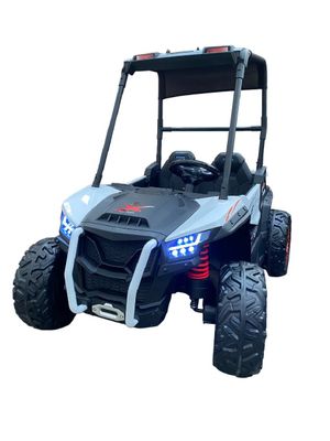 Auto a Batería XXL 2 Asientos Tracción en 4 Ruedas de goma - Blanco