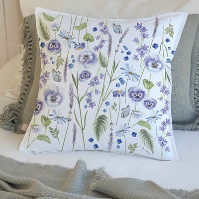 Imagen 2 del producto FUNDA COJÍN ALGODÓN PRIMAVERA VIOLETA 45X45