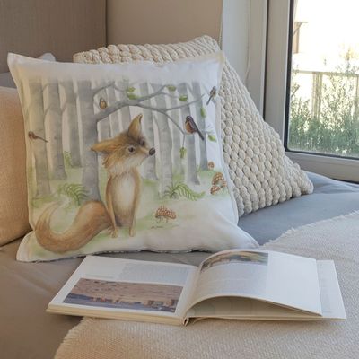 Imagen 2 del producto FUNDA COJÍN ALGODÓN ZORRITO SENTADO 45X45