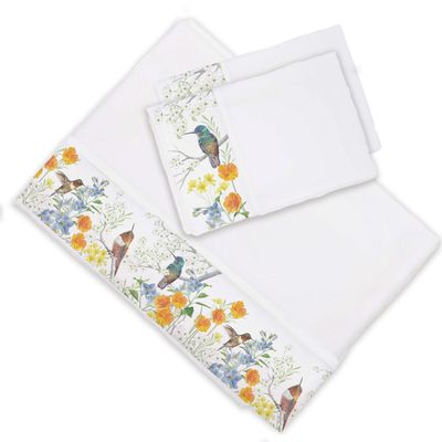 Imagen 1 del producto Juego de Sábanas Super King Plaza Picaflor Arcoíris