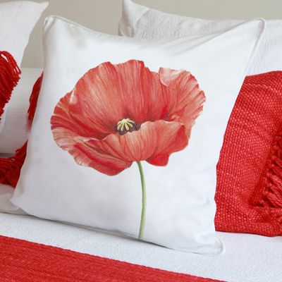 Imagen 2 del producto FUNDA COJÍN ALGODÓN AMAPOLA ROJA ABIERTA 45X45