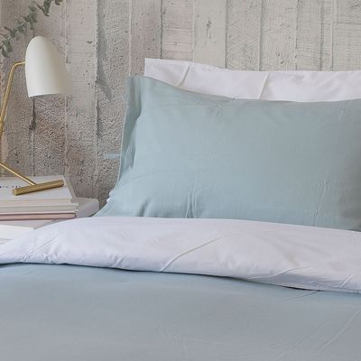 CUBREPLUMÓN ALGODÓN STONE WASH CELESTE GRISÁCEO 1,5 PLAZA