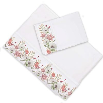 Juego de Sábanas 1 Plaza Anemona Blanca