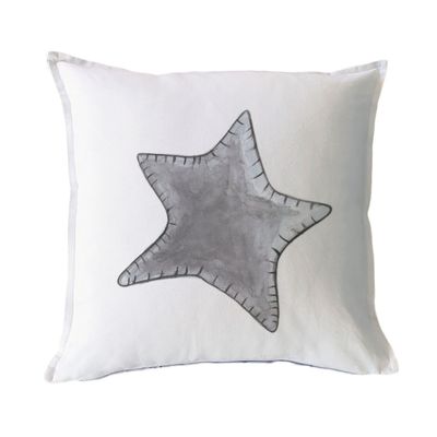 FUNDA COJÍN ALGODÓN ESTRELLA SOLITARIA GRIS 45X45