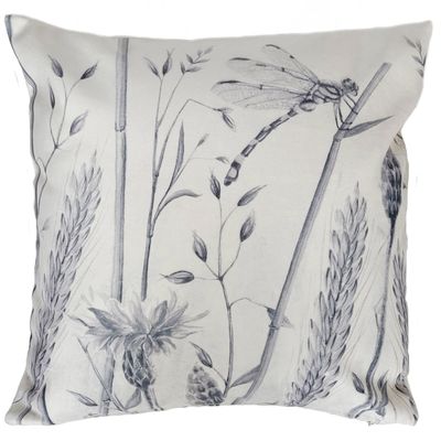 FUNDA COJÍN VELVET ESPIGAS Y LIBÉLULA 45X45