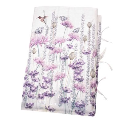 PIECERA MARISA JARDÍN SILVESTRE LILA Y HOJITAS 220X70