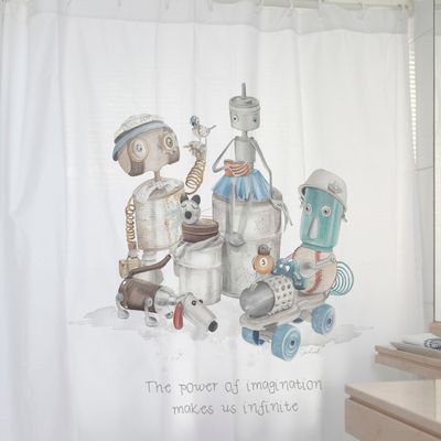 Imagen 2 del producto CORTINA BAÑO ALGODÓN ROBOTS
