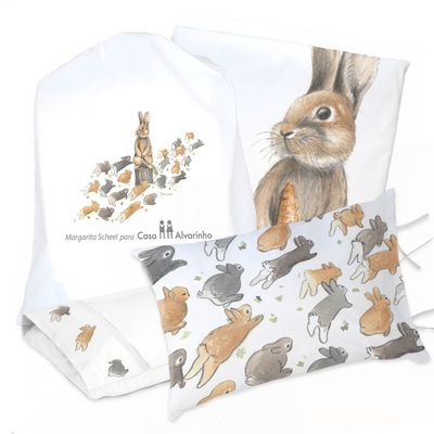 JUEGO DE CAMA FUNDA DE PLUMÓN + SABANA BAJERA +2 FUNDAS ALMOHADA PEDRO RABBIT 1 PLAZA