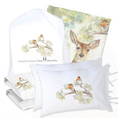 Imagen 1 del producto JUEGO DE CAMA FUNDA DE PLUMÓN + SABANA BAJERA + 4 FUNDAS ALMOHADA BAMBI BOSQUE 2 PLAZAS