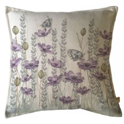 FUNDA COJÍN MARISA JARDÍN SILVESTRE LILA Y HOJITAS 45X45