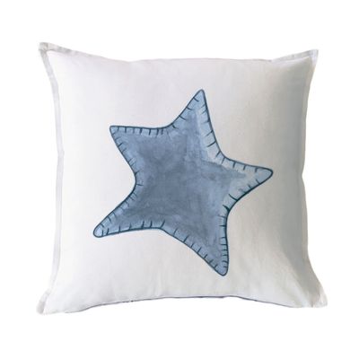 FUNDA COJÍN ALGODÓN ESTRELLA SOLITARIA AZUL 45X45