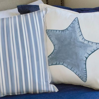 Imagen 2 del producto FUNDA COJÍN ALGODÓN ESTRELLA SOLITARIA AZUL 45X45