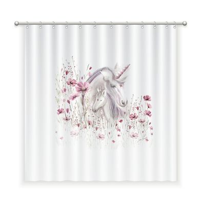 CORTINA DE BAÑO ALGODÓN UNICORNIO