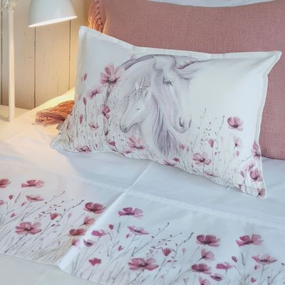 Imagen 2 del producto FUNDA COJÍN ALGODÓN UNICORNIO 50X30