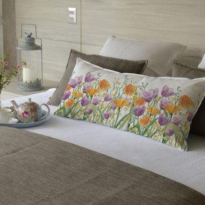 Imagen 2 del producto COJÍN ALGODÓN JARDÍN DE FLORES TULIPÁN LILA XL