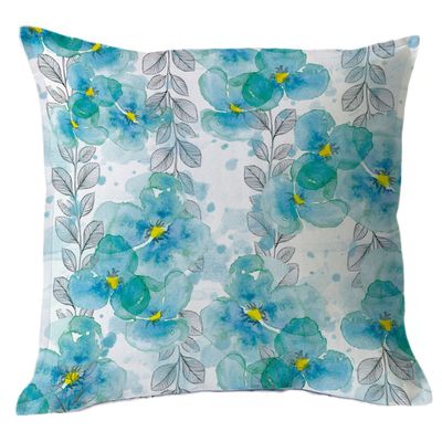 FUNDA COJÍN MIX PENSAMIENTOS Y HOJITAS 45X45