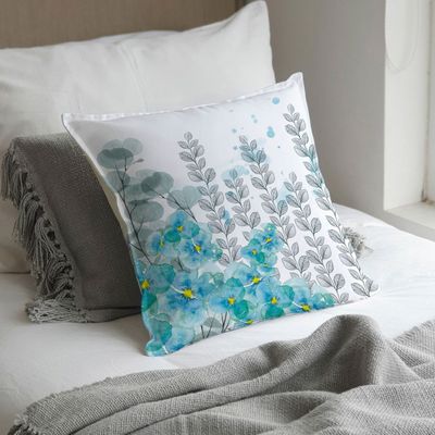 Imagen 2 del producto FUNDA COJÍN PENSAMIENTOS, EUCALIPTOS Y HOJITAS 45X45